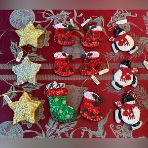 🎄 Crate & Barrel Beaded/Sequin Ornaments 🎄